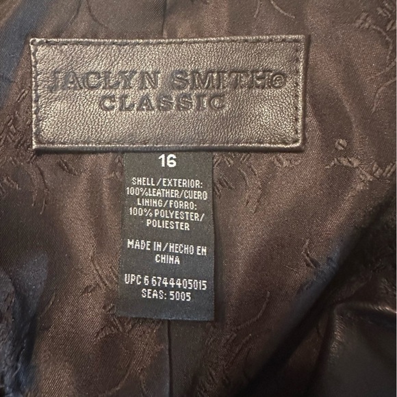 JACLYN SMITH BROWN  SOFT LEATHER JACKET, SCALLOPED TRIM ON POCKETS,  WOMEN'S 16 - Picture 3 of 11